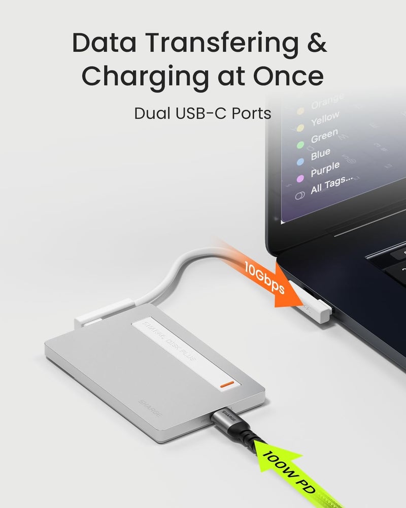 SHARGE Disk Plus SSD Enclosure 10Gbps M.2 NVMe, 0.24" Ultra Slim Aluminum Enclosure with Built-in Cable USB C 3.2 Gen2 Support Size 2230/2242/2280 M Key SSDs (SSD not Included) - Image 4